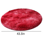 Red Round Shag Rug for Living Room & Bedroom | 43.3 Inch Non-Shedding High Pile Area Rug with Non-Slip Rubber Backing | 1.5 Inch Thick Fluffy Throw Rug, 1 Piece