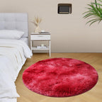 Red Round Shag Rug for Living Room & Bedroom | 43.3 Inch Non-Shedding High Pile Area Rug with Non-Slip Rubber Backing | 1.5 Inch Thick Fluffy Throw Rug, 1 Piece