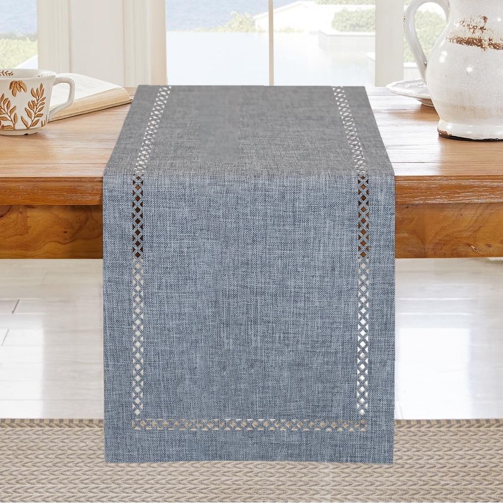 Style Farmhouse Table Runner, 13 x 72 Inch, Rustic Geometric Hollow Table Runners 72 Inches Long for Dresser Table