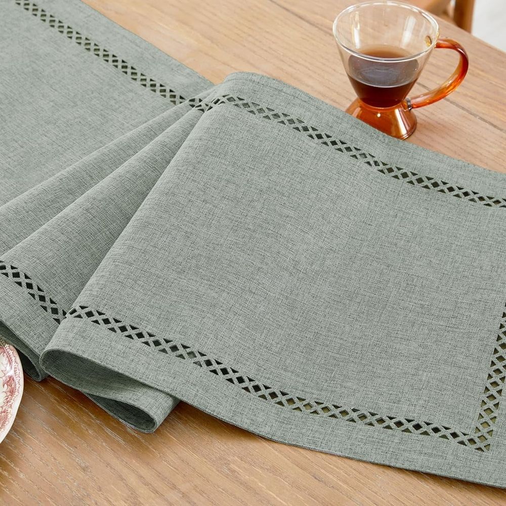 Style Farmhouse Table Runner, 13 x 72 Inch, Rustic Geometric Hollow Table Runners 72 Inches Long for Dresser Table