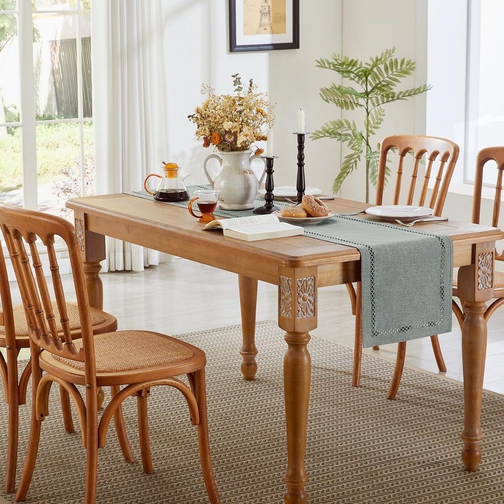 Style Farmhouse Table Runner, 13 x 72 Inch, Rustic Geometric Hollow Table Runners 72 Inches Long for Dresser Table