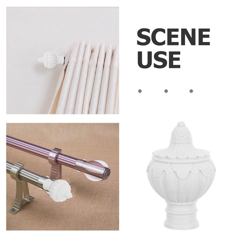 20Pcs White Plastic Curtain Rod Finials Decorative End Caps for Window Curtains