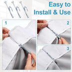 Stainless Steel Slip-On Drapery Hooks, 80 Pcs, Metal Curtain Pleat Hooks, Silver Finish