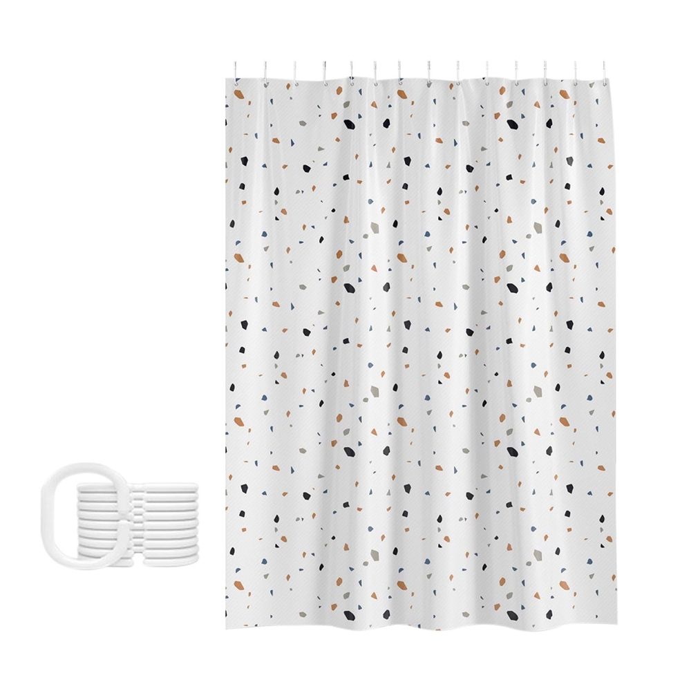 Waterproof Bathroom Shower Curtain with Sheer Window, 180x200cm Floral Pattern No Hook Installation, Mold Resistant Fabric for Toilet and Shower Partition, Modern Home Decor