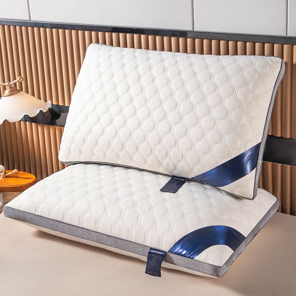Standard Size Soft Bed Pillow, 17x27 Inch Sponge Fill for Sleeping Side Back Stomach, Ergonomic Support Pillow