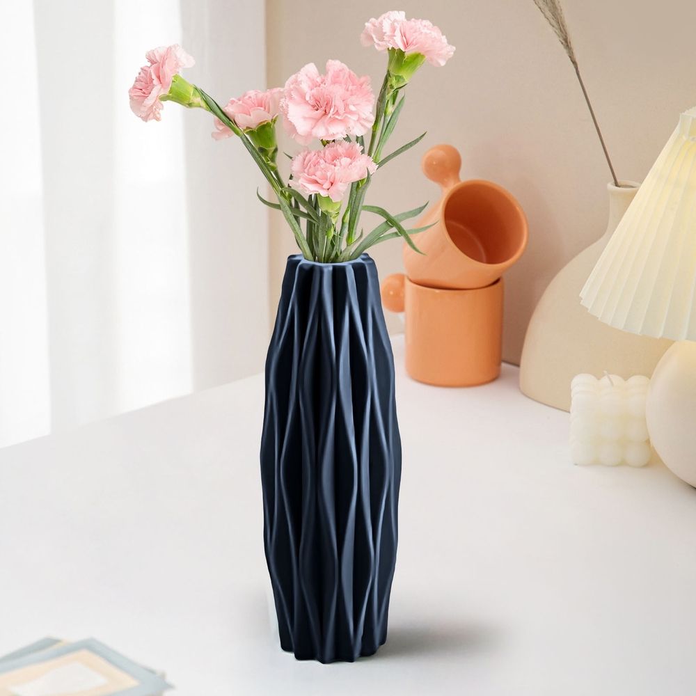 Unbreakable Imitation Ceramic Vase Shatterproof Plastic Flower Vase for Living Room Decor Hydroponic Plants Wedding Centerpiece, 10 Inch