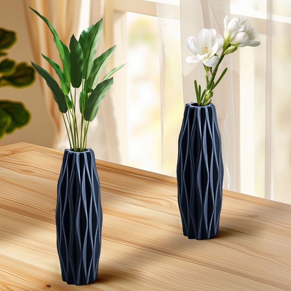 Unbreakable Imitation Ceramic Vase Shatterproof Plastic Flower Vase for Living Room Decor Hydroponic Plants Wedding Centerpiece, 10 Inch
