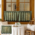 Polyester Tassel Floral Curtain with Rod Pocket, Semi Sheer Floral Print Window Curtain for Kitchen Living Room Bathroom, 39.37x23.62 Inch, Green