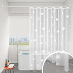 EVA Shower Curtain Liner with Weighted Hem | Waterproof No-Drill Design | Includes Hooks | Multiple Sizes 80x180cm to 200x120cm | White Bathroom Shower Curtain