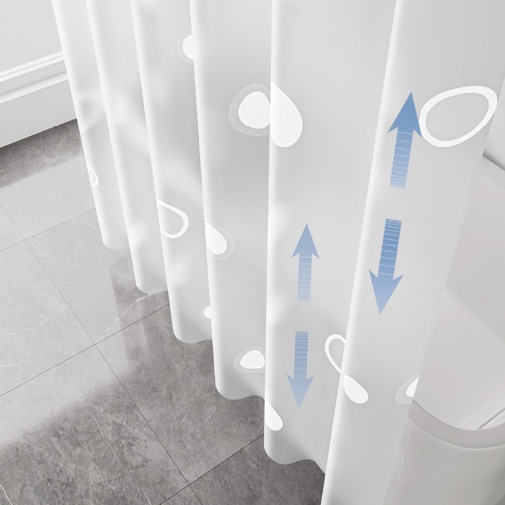 EVA Shower Curtain Liner with Weighted Hem | Waterproof No-Drill Design | Includes Hooks | Multiple Sizes 80x180cm to 200x120cm | White Bathroom Shower Curtain