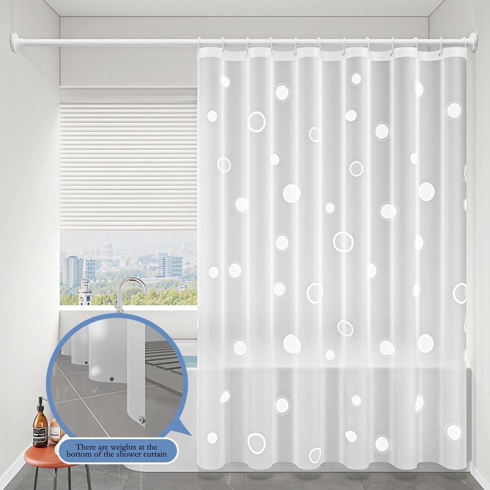 EVA Shower Curtain Liner with Weighted Hem | Waterproof No-Drill Design | Includes Hooks | Multiple Sizes 80x180cm to 200x120cm | White Bathroom Shower Curtain