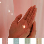 2pcs Blackout Curtains Double Layer Openwork Stars Curtain Nordic Style Romantic Decorative Window Voile Curtains(Pink)