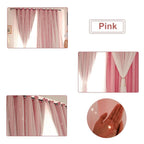 2pcs Blackout Curtains Double Layer Openwork Stars Curtain Nordic Style Romantic Decorative Window Voile Curtains(Pink)