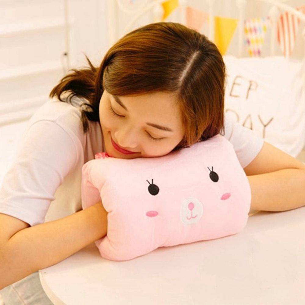 2X Kids Cute Gift Winter Cartoon Plush Hand Pillow Hand Warmer, Weak Class 1 Arm Pillow, Travel Necessities Desk Nap