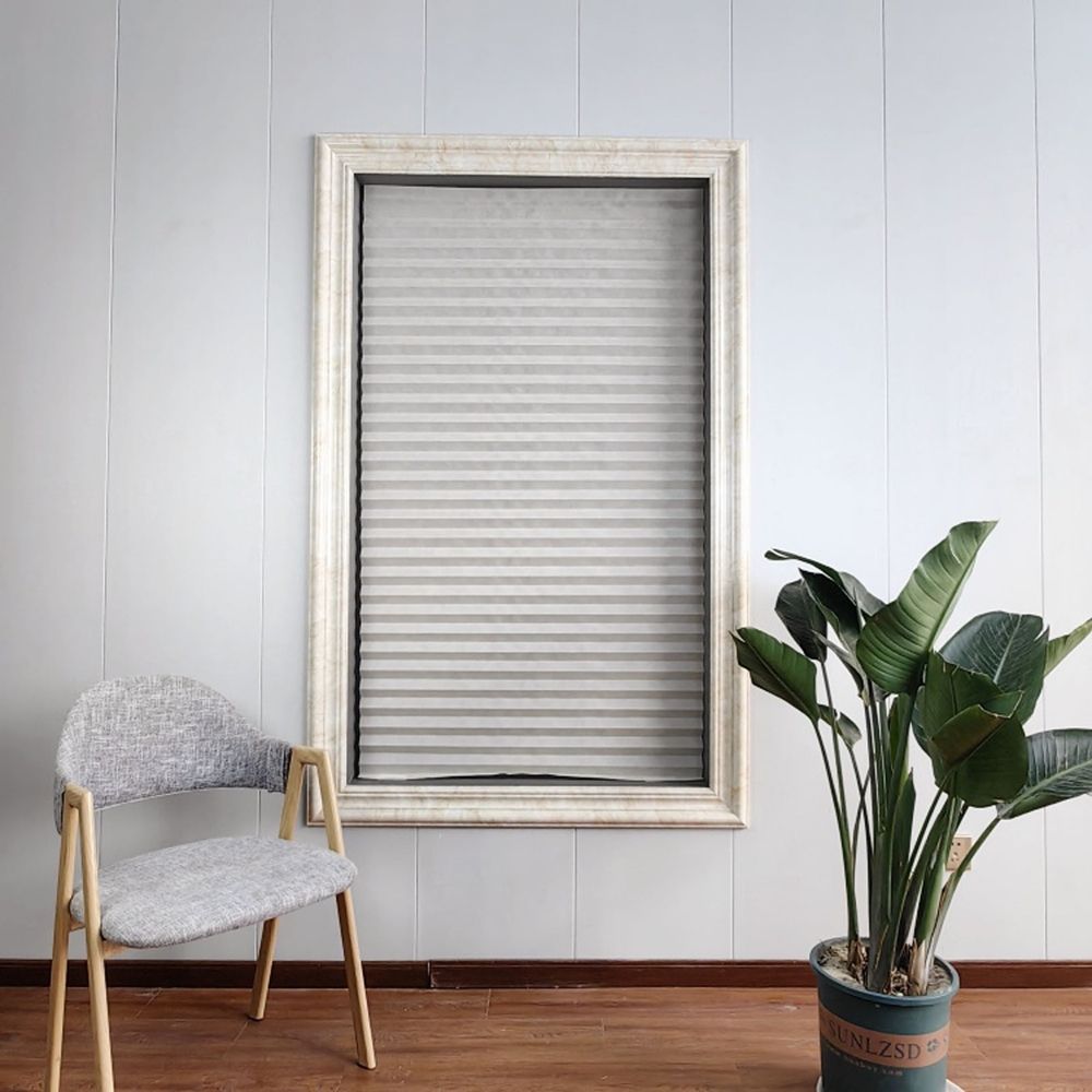 Cordless No-Drill Adjustable Window Blinds, Temporary Stick-On Pleated Paper Shades for Privacy & Light Control, UV Protection Easy to Cut & Install for Nursery Bedroom Bathroom