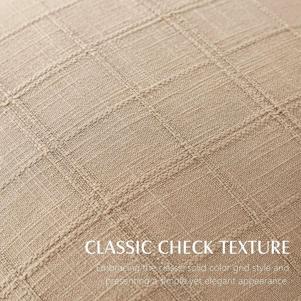 A set of 2-piece decorative linen grid pillow set, neutral farmhouse retro cushion set, modern bohemian style home decoration sofa chair sofa bedroom living room, 18 x 18 inches