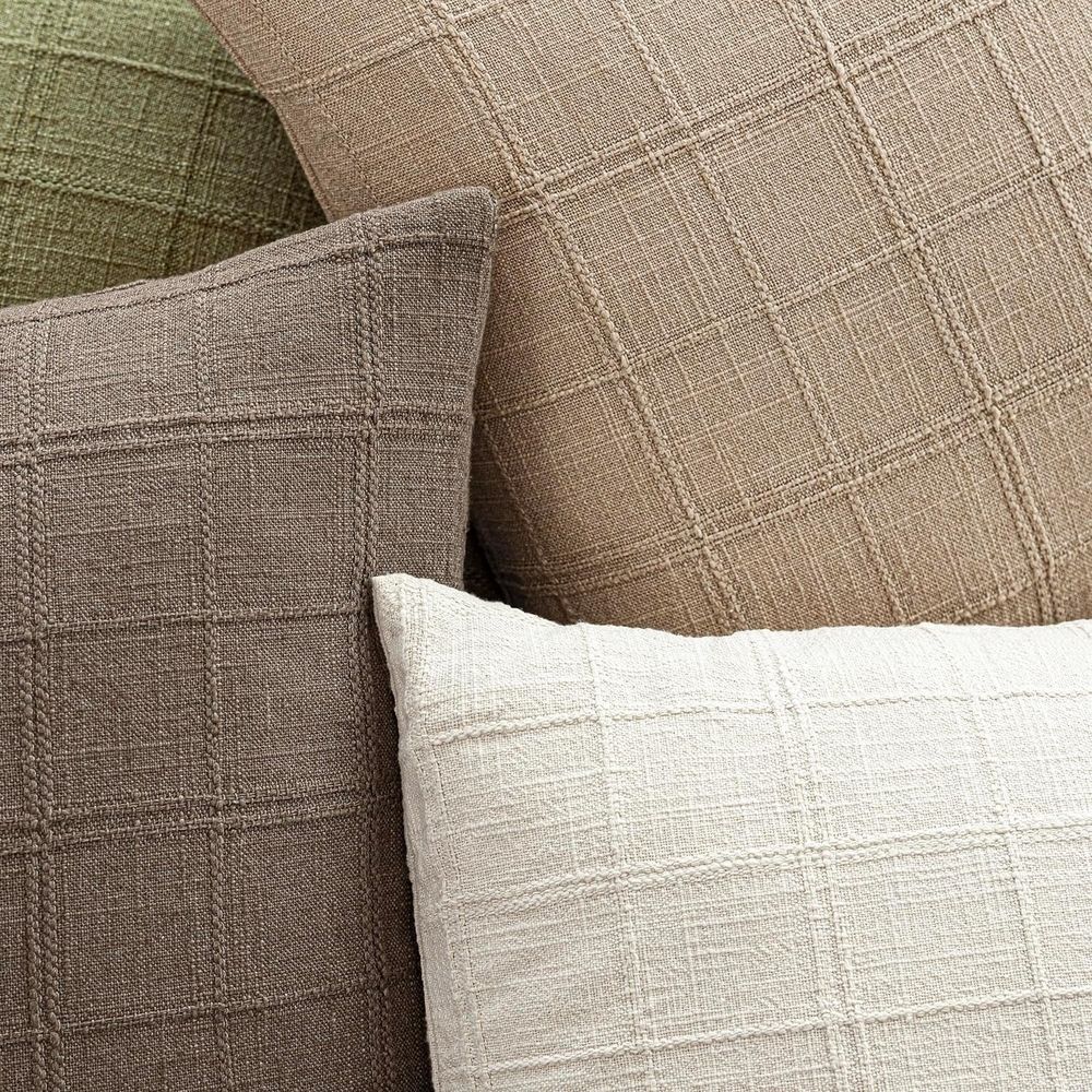 A set of 2-piece decorative linen grid pillow set, neutral farmhouse retro cushion set, modern bohemian style home decoration sofa chair sofa bedroom living room, 18 x 18 inches