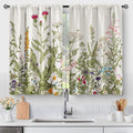 Flowers Floral Kitchen Curtains - Leaves Spring Botanical Small Short Tier Cafe Window Curtains for Bathroom Living RV Room Rod Pocket Window Drapes 36 Inch Length 2 Panels Set 28"x36