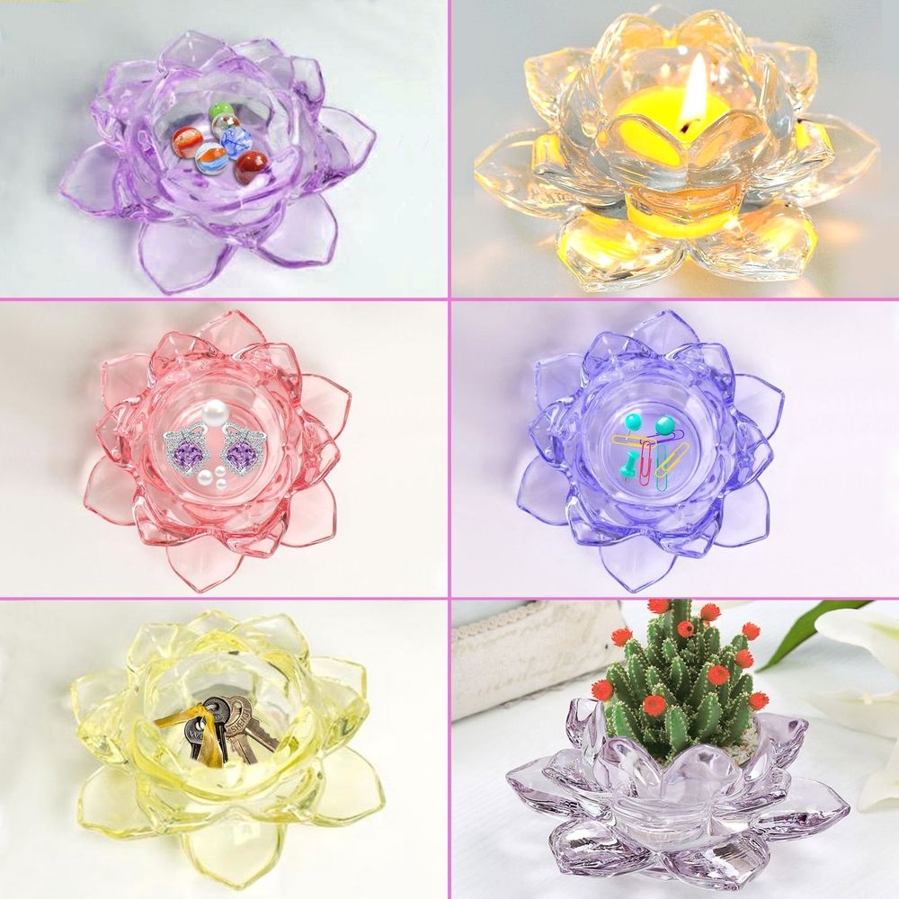 Lotus Tealight Candles Holders Resin Mold, Flower Candlestick Epoxy Silicone Resin Molds for DIY Jewelry Storage Box, Trinket Container, Home Table Decoration