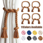 4PCS Rope Curtain Tiebacks, Natural Cotton Woven Curtain Holdback, Curtain Decorative Holdbacks for Village Rural Boho Style Drapery Tieback