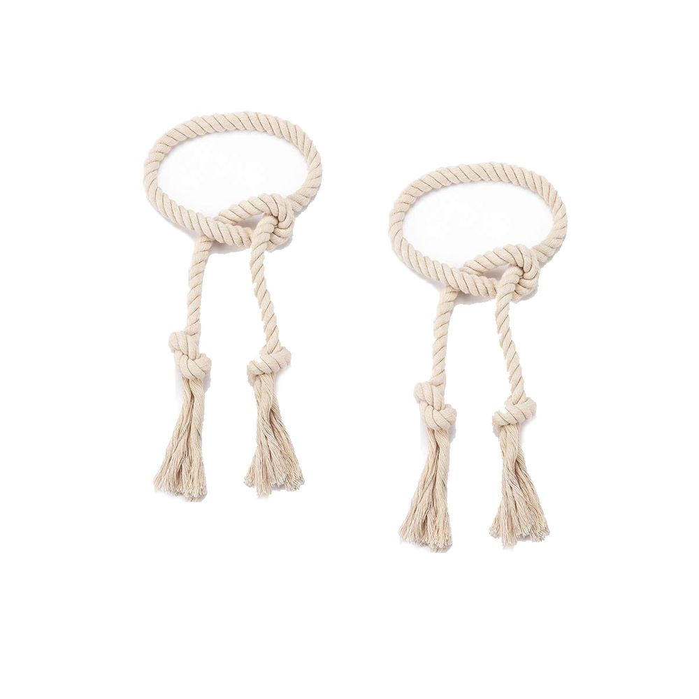 4PCS Rope Curtain Tiebacks, Natural Cotton Woven Curtain Holdback, Curtain Decorative Holdbacks for Village Rural Boho Style Drapery Tieback