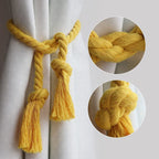 4PCS Rope Curtain Tiebacks, Natural Cotton Woven Curtain Holdback, Curtain Decorative Holdbacks for Village Rural Boho Style Drapery Tieback