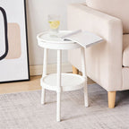 Multifunctional Side Table with Storage Shelf - Small Coffee Table with Study Desk Function for Living Room Bedroom - Compact Bedside Table with Shelf - Portable End Table for Small Spaces