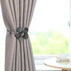 Vintage White-Gray Magnetic Curtain Tiebacks (Resin) for Window Drapery - Set of 2