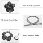 Vintage White-Gray Magnetic Curtain Tiebacks (Resin) for Window Drapery - Set of 2