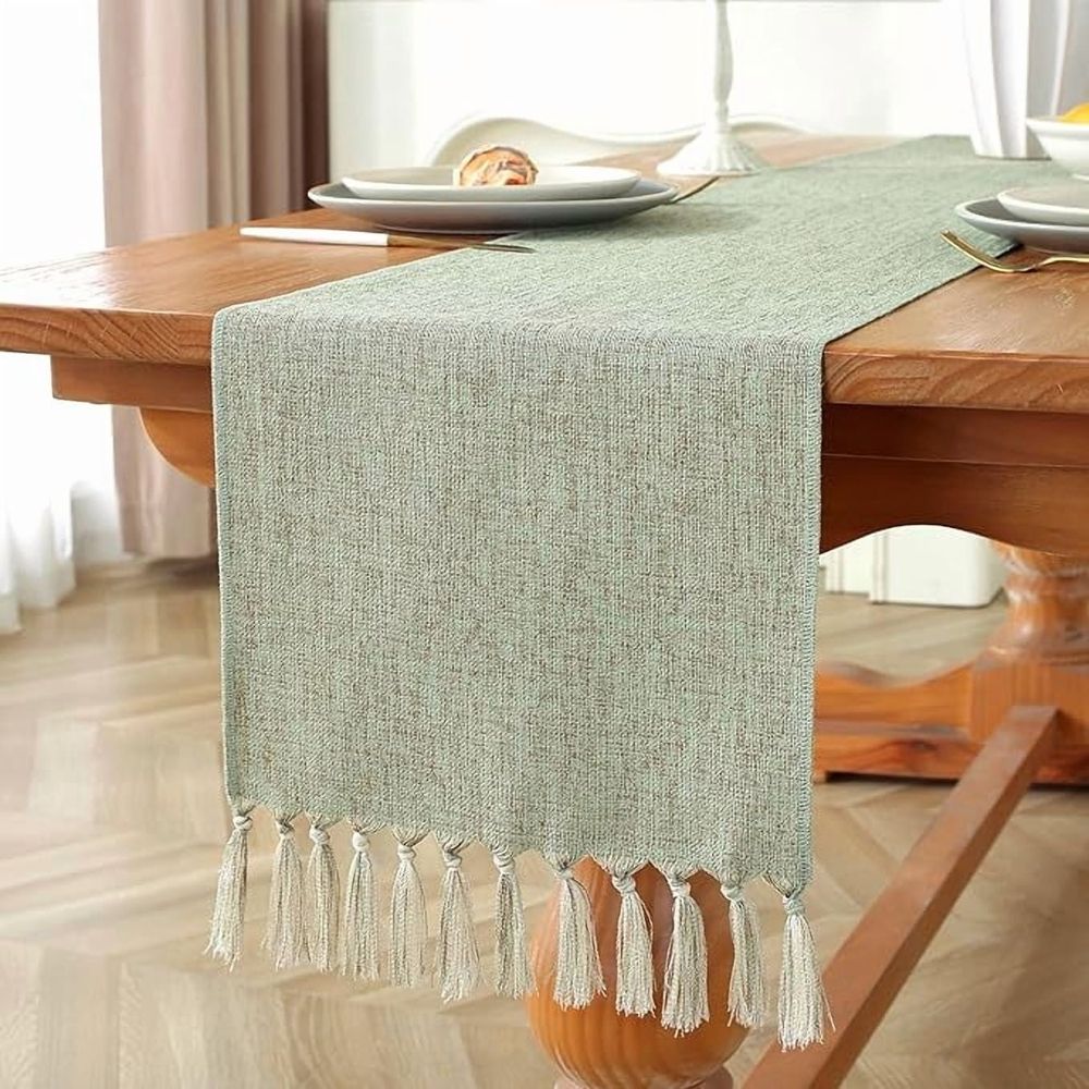 Natural Table Runners 72 Inches Long, Linen Style Rustic Farmhouse Table Runner, Woven Dining Table Runner, 13x72 Inches