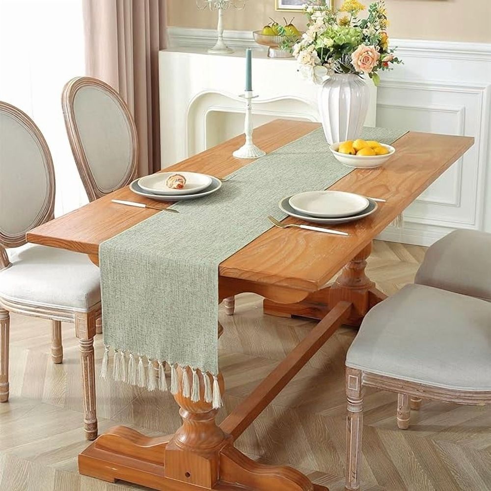 Natural Table Runners 72 Inches Long, Linen Style Rustic Farmhouse Table Runner, Woven Dining Table Runner, 13x72 Inches
