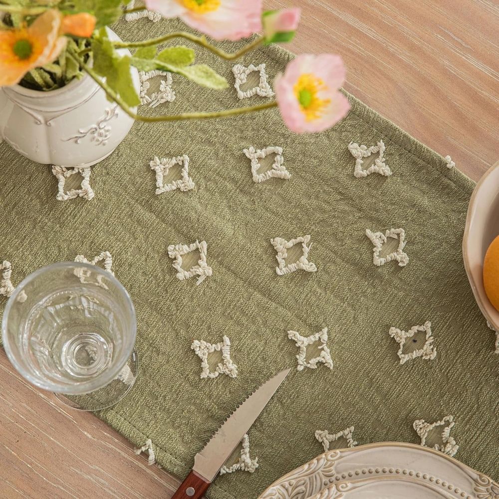 Tassels, Spring Summer Kitchen Dining Table Decoration for Indoor Outdoor Home Farmhouse Decor 13X72 inches