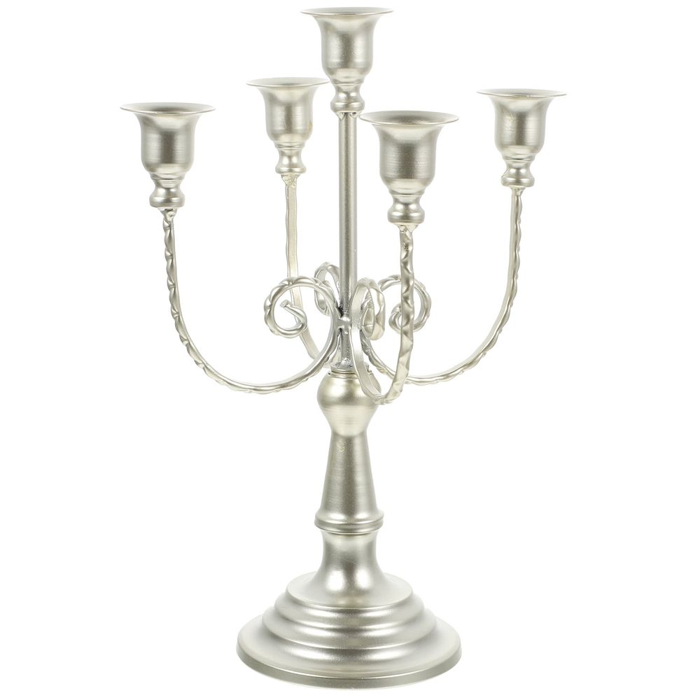 Plated Multi-Branch Iron Candlestick Holder, European Style Decorative Candle Stand for Tabletop Decor