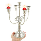 Plated Multi-Branch Iron Candlestick Holder, European Style Decorative Candle Stand for Tabletop Decor