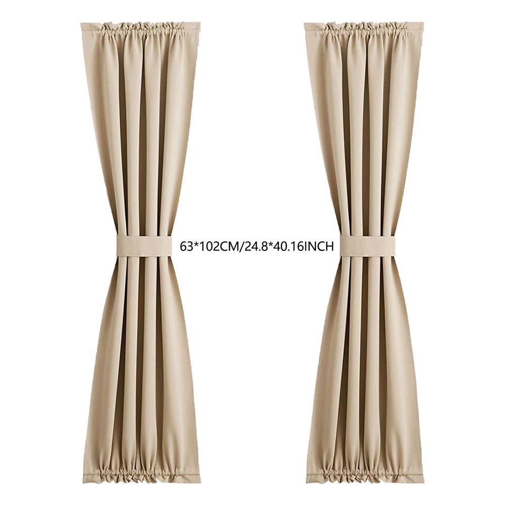 French Door Curtains Rod Pocket Thermal Curtain for Doors Or Glass Window Curtain Panel Beige(Curtain Buckle Not Included) 1*Curtain