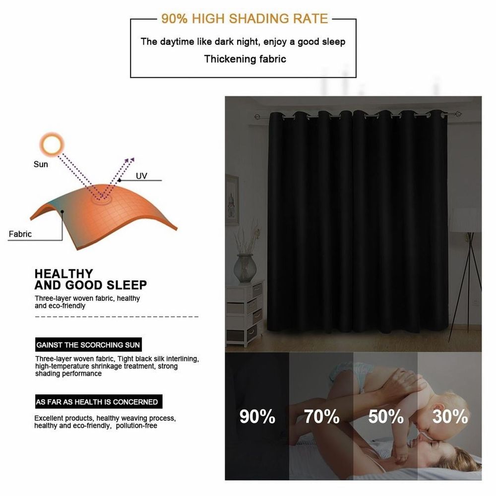 2X Curtains Darkening Thermal Insulated Curtain Panels for Living Room Blue Color Shower Curtain Set Bath Partition Curtain No Drilling 132Cm*114Cm(52*45In) Curtain