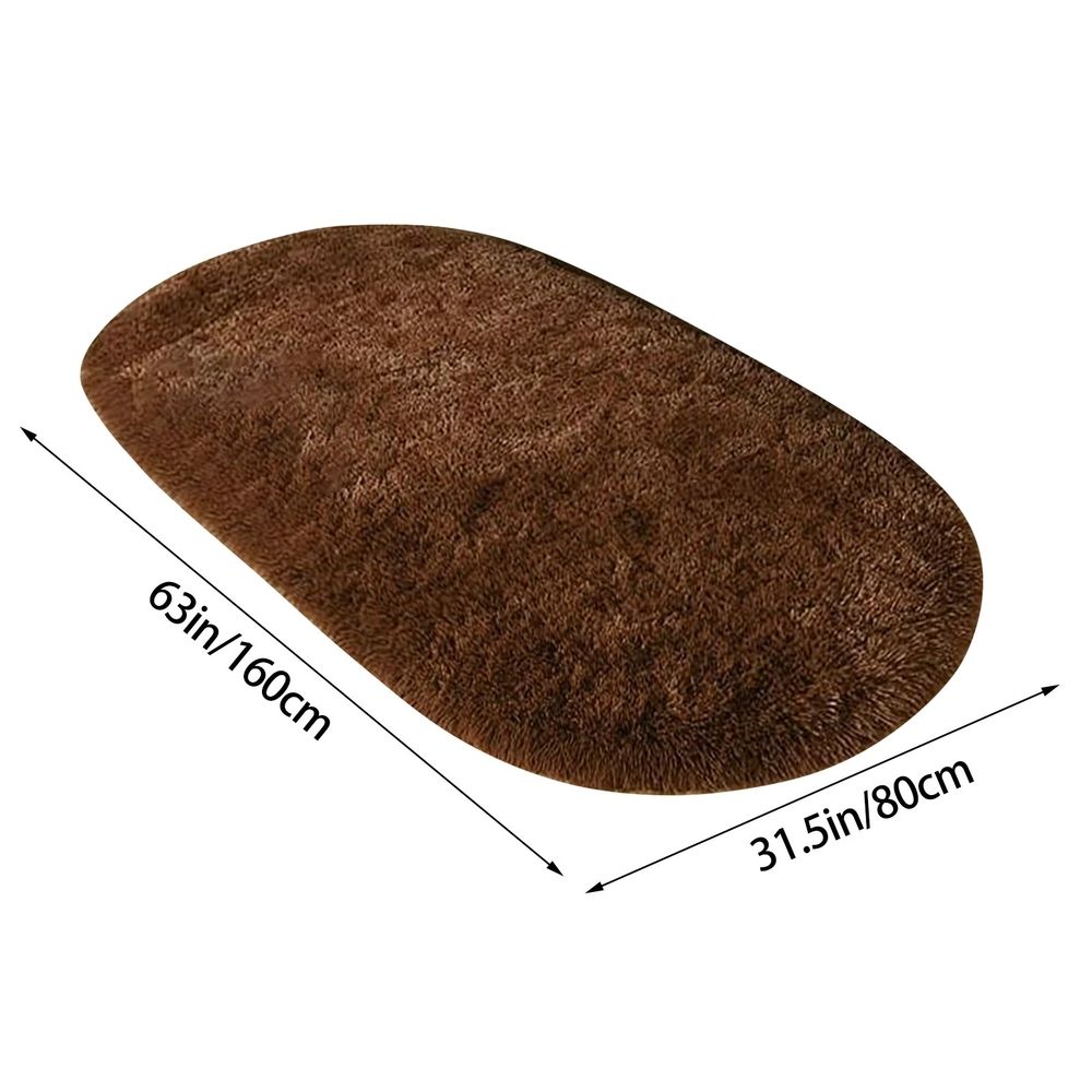 1X Carpet 80X160Cm Soft Oval Rugs Plush Modern Area Rug Shaggy Furry Carpet for Living Room Home Decor Play Mat 2.6'X5.3' Coffee Carpet