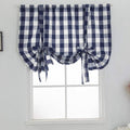 1*Curtain Blue and White Check Up Curtains Farmhouse Thermal Insulated Window Adjustable Balloon Curtain for Small Window Curtain