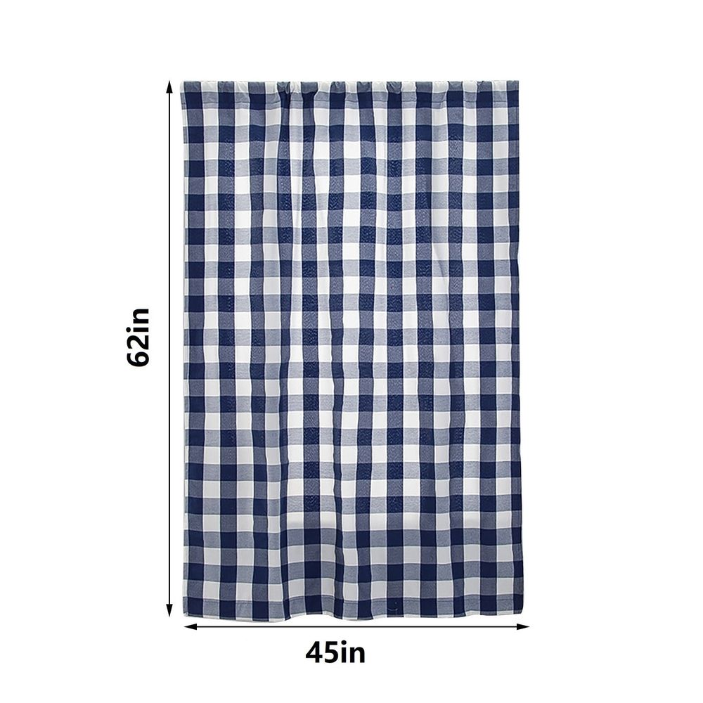 1*Curtain Blue and White Check Up Curtains Farmhouse Thermal Insulated Window Adjustable Balloon Curtain for Small Window Curtain