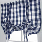 1*Curtain Blue and White Check Up Curtains Farmhouse Thermal Insulated Window Adjustable Balloon Curtain for Small Window Curtain