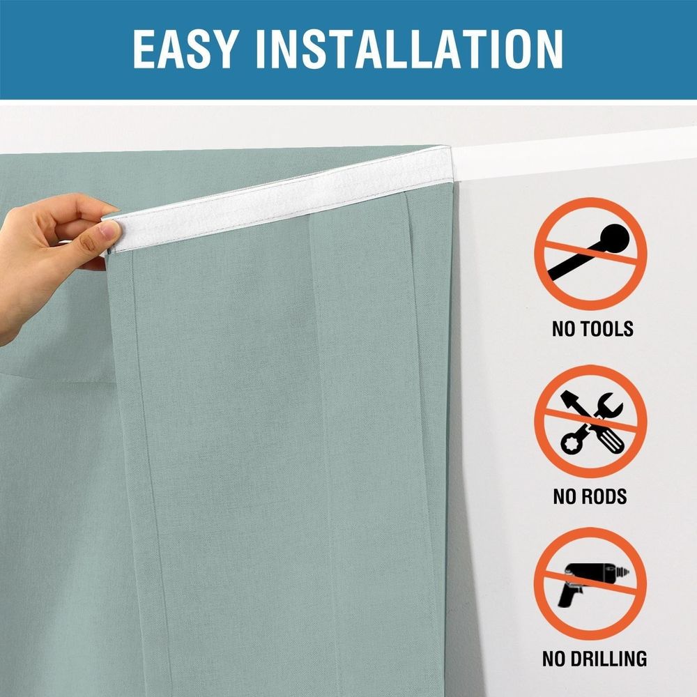 Adhesive Door Curtain French Door Curtains Linen Textured Privacy Door Blinds Kitchen Window Curtains Darkening Curtains for Glass Door Tie Up Features: Curtain