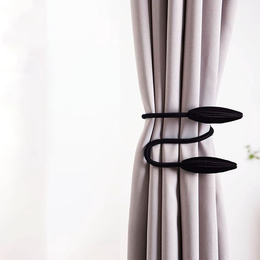 2Pcs Black Metal Curtain Tie Backs for Shower Curtains and Home Use