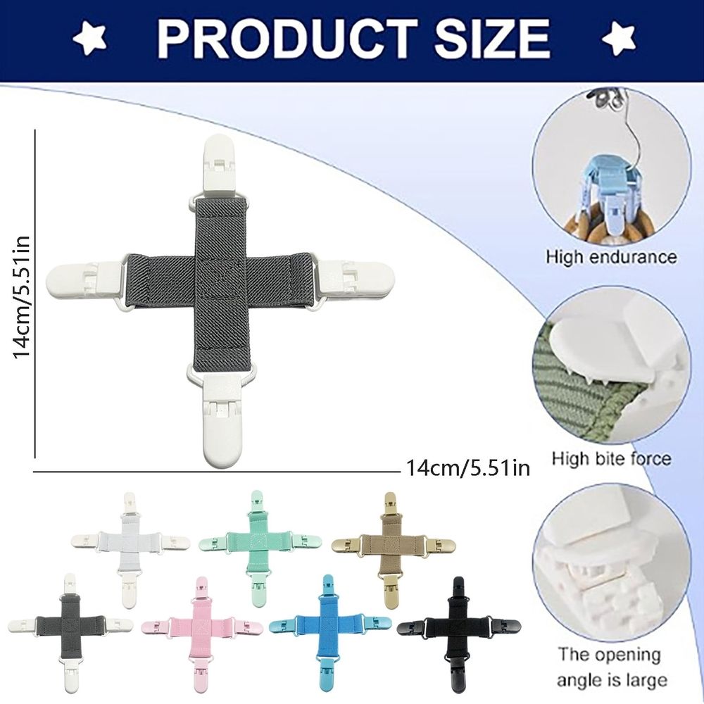 Bed Sheet Fastener Clips for Dryer, 4 Pack Duvet Clips Keeps Sheets from Tangling in Laundry, Reusable Sheet Holder for Washing Machine and Drying, Black