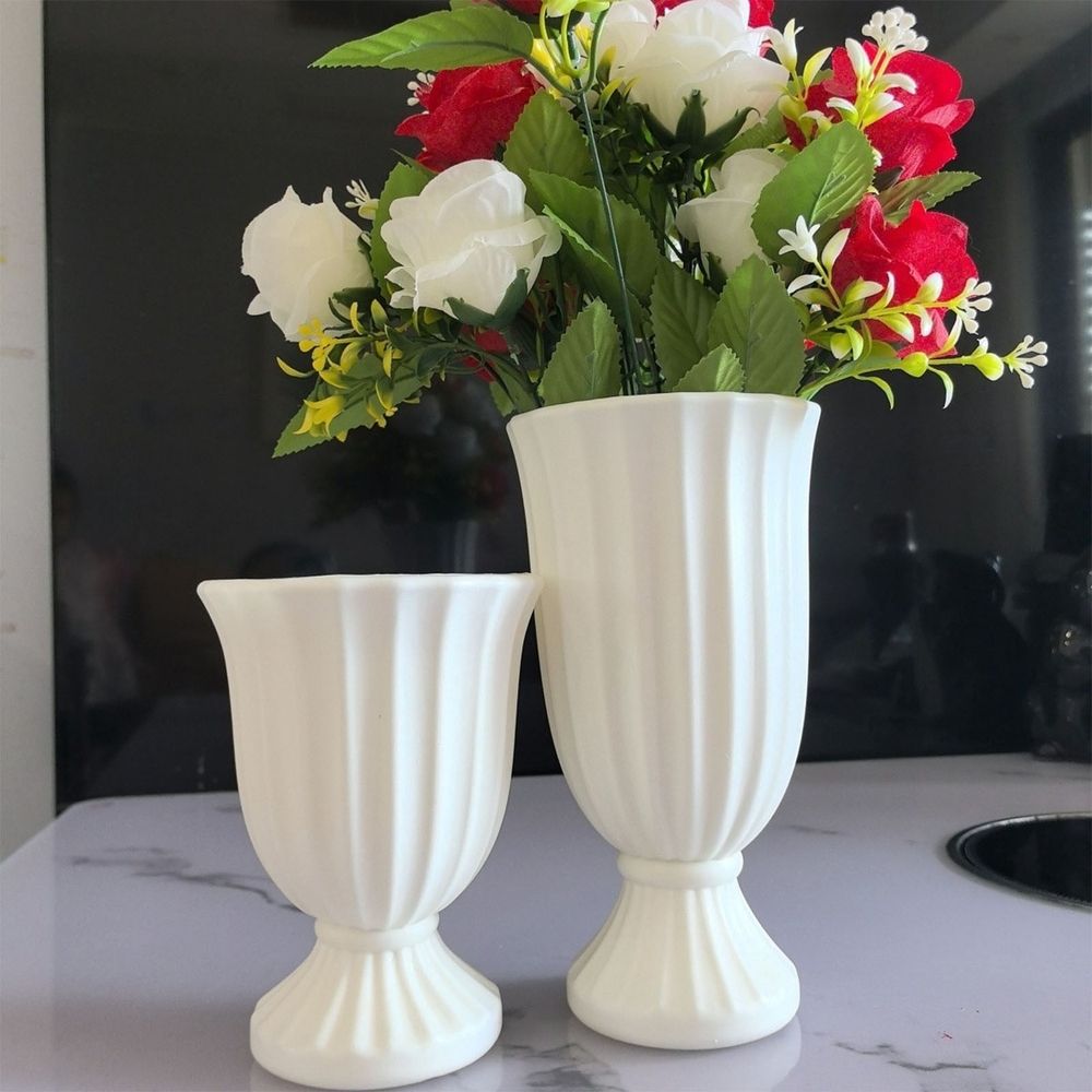 French Style Tall Flower Pot for Home Dining Table and Living Room, High End Ceramic Orchid Vase for Decoration, Trendy Planter for Entryway, Cream White Large