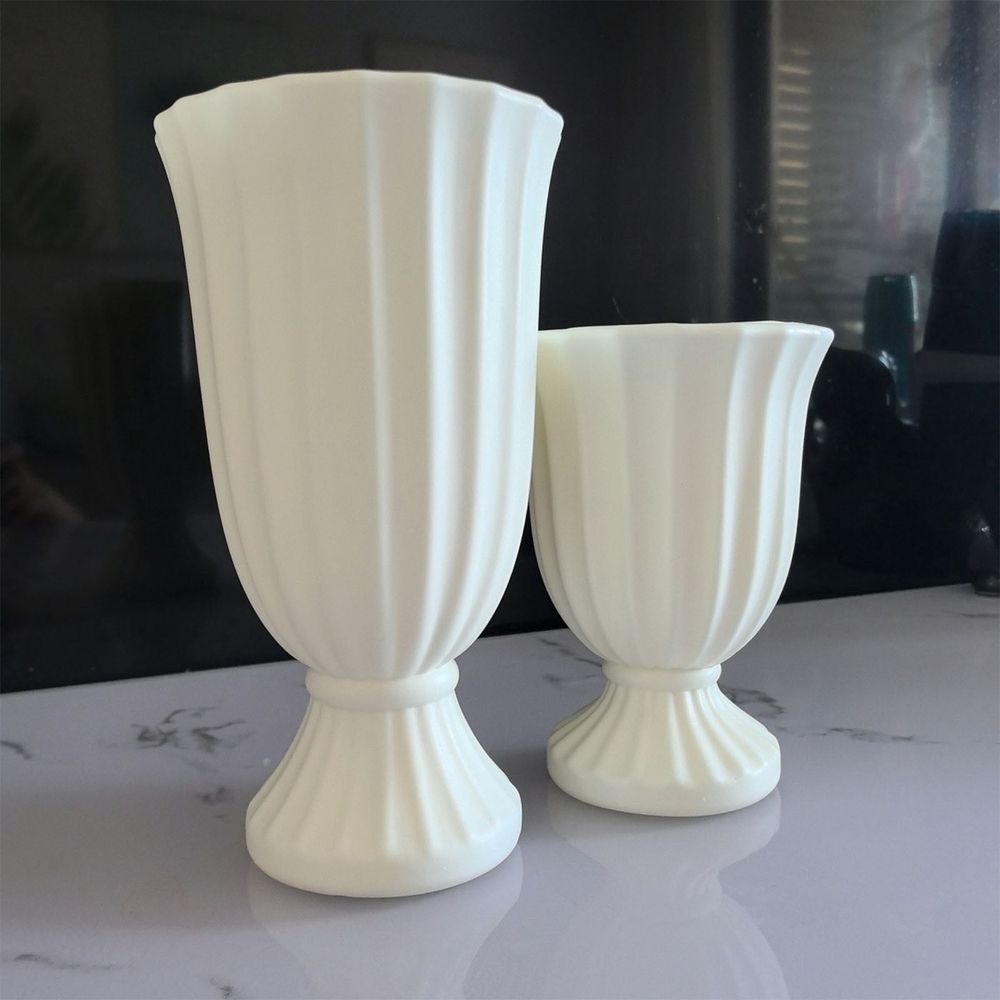 French Style Tall Flower Pot for Home Dining Table and Living Room, High End Ceramic Orchid Vase for Decoration, Trendy Planter for Entryway, Cream White Large