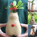 Clearance!Handmade Wooden Cat Vase Solid Wood Handmade Vase Solid Wood Cat Statue Vase Modern Shelf Decor Cat Lover Gift Home Decor for Mantel Party Living Room