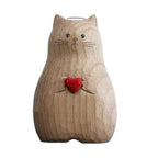 Clearance!Handmade Wooden Cat Vase Solid Wood Handmade Vase Solid Wood Cat Statue Vase Modern Shelf Decor Cat Lover Gift Home Decor for Mantel Party Living Room