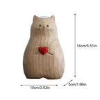 Clearance!Handmade Wooden Cat Vase Solid Wood Handmade Vase Solid Wood Cat Statue Vase Modern Shelf Decor Cat Lover Gift Home Decor for Mantel Party Living Room