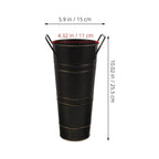 Decorative Rustic Vases Black Metal Flower Pot With Handle 4Set