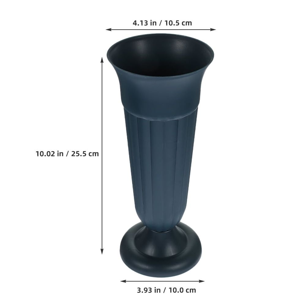 Set of 2 Dark Green Memorial Flower Vases 10x4.1x3.9in Durable PP for Cemetery Floral Arrangements